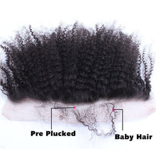 Load image into Gallery viewer, 13x4 Part Lace Frontal Closure Pre Plucked With Baby Hair Brazilian Afro Kinky Curly Lace Closure Natural Color Remy
