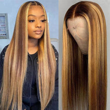 Load image into Gallery viewer, Highlight Human Hair Wigs Peruvian Straight Wigs Ginger Lace Front Wigs
