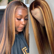 Load image into Gallery viewer, Highlight Human Hair Wigs Peruvian Straight Wigs Ginger Lace Front Wigs
