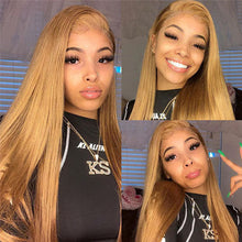 Load image into Gallery viewer, Honey Blonde Human Hair Wig Transparent lace Wigs Ginger blonde lace front wig Peruvian Straight human hair wigs
