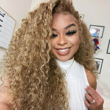 Load image into Gallery viewer, Honey Blonde Water Wave Human Hair 13x4 Lace Frontal Wigs

