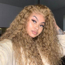 Load image into Gallery viewer, Honey Blonde Water Wave Human Hair 13x4 Lace Frontal Wigs
