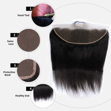 Load image into Gallery viewer, NY Virgin Hair 10a Lace Frontal 13x4 Brazilian Straight Closures 100% Human Hair Swiss Lace Natural color

