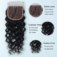 Load image into Gallery viewer, NY Virgin Hair 9a 4x4 Lace Closure Brazilian Human Hair Closure Water Wave Natural Color 10-20 Inch Lace Frontal Closure
