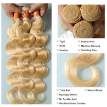 Load image into Gallery viewer, NY Virgin Hair 613 Body Wave human hair 4 Bundles+4x4 Lace Closure
