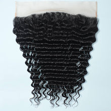 Load image into Gallery viewer, NY Virgin Hair 9a Deep Wave Virgin Hair 4 Bundles with 13x4 Frontal Pre Plucked Double Weft Hair Wave
