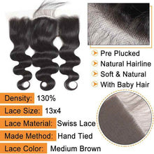 Load image into Gallery viewer, Brazilian Body Wave HD Lace Frontal 13X4 Ear To Ear Free Part 100% Remy Human Hair Medium Brown Lace Frontal

