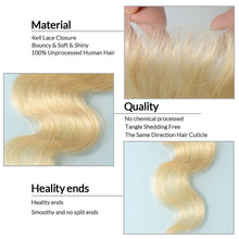 Load image into Gallery viewer, NY Virgin Hair 613 Straight human hair 4x4 lace closure
