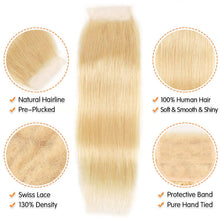 Load image into Gallery viewer, NY Virgin Hair 613 Straight human hair 4x4 lace closure
