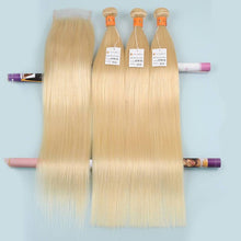 Load image into Gallery viewer, NY Virgin Hair Honey Blonde Bundles With Closure Brazilian Virgin Straight Human Hair 613 Bundles With Closure - NYvirginhair
