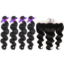 Load image into Gallery viewer, NY Virgin Hair 8a Brazilian Body Wave 4 Bundles With 13x4 Lace Frontal
