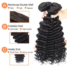 Load image into Gallery viewer, NY Virgin Hair 8a deep wave human hair 3 Bundles+4x4 Lace Closure
