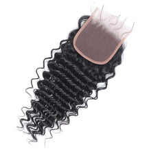 Load image into Gallery viewer, NY Virgin Hair 8a Deep Wave Human Hair 3 Bundles With 4x4 Closure
