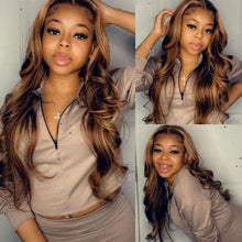 Load image into Gallery viewer, Ombre Body Wave Human Hair Wig P4 27 Highlight Transparent Lace Front Wigs
