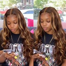 Load image into Gallery viewer, Ombre Body Wave Human Hair Wig P4 27 Highlight Transparent Lace Front Wigs
