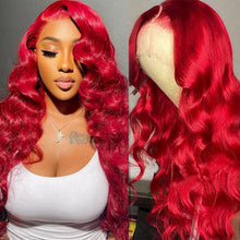 Load image into Gallery viewer, Red Body Wave Lace Front Human Hair Wig Brazilian Pre Plucked 150%
