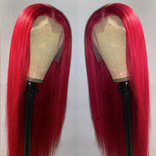 Load image into Gallery viewer, Red Lace Front Human Hair Wigs Straight Brazilian Hair Wig
