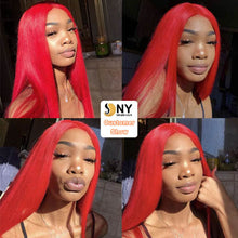 Load image into Gallery viewer, Red Lace Front Human Hair Wigs Straight Brazilian Hair Wig
