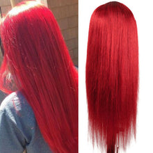 Load image into Gallery viewer, Red Lace Front Human Hair Wigs Straight Brazilian Hair Wig
