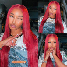 Load image into Gallery viewer, Red Lace Front Human Hair Wigs Straight Brazilian Hair Wig
