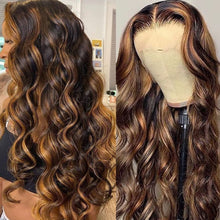 Load image into Gallery viewer, Ombre Body Wave Lace Front Wig HD Highlight Wig Human Hair Brazilian Glueless Wig

